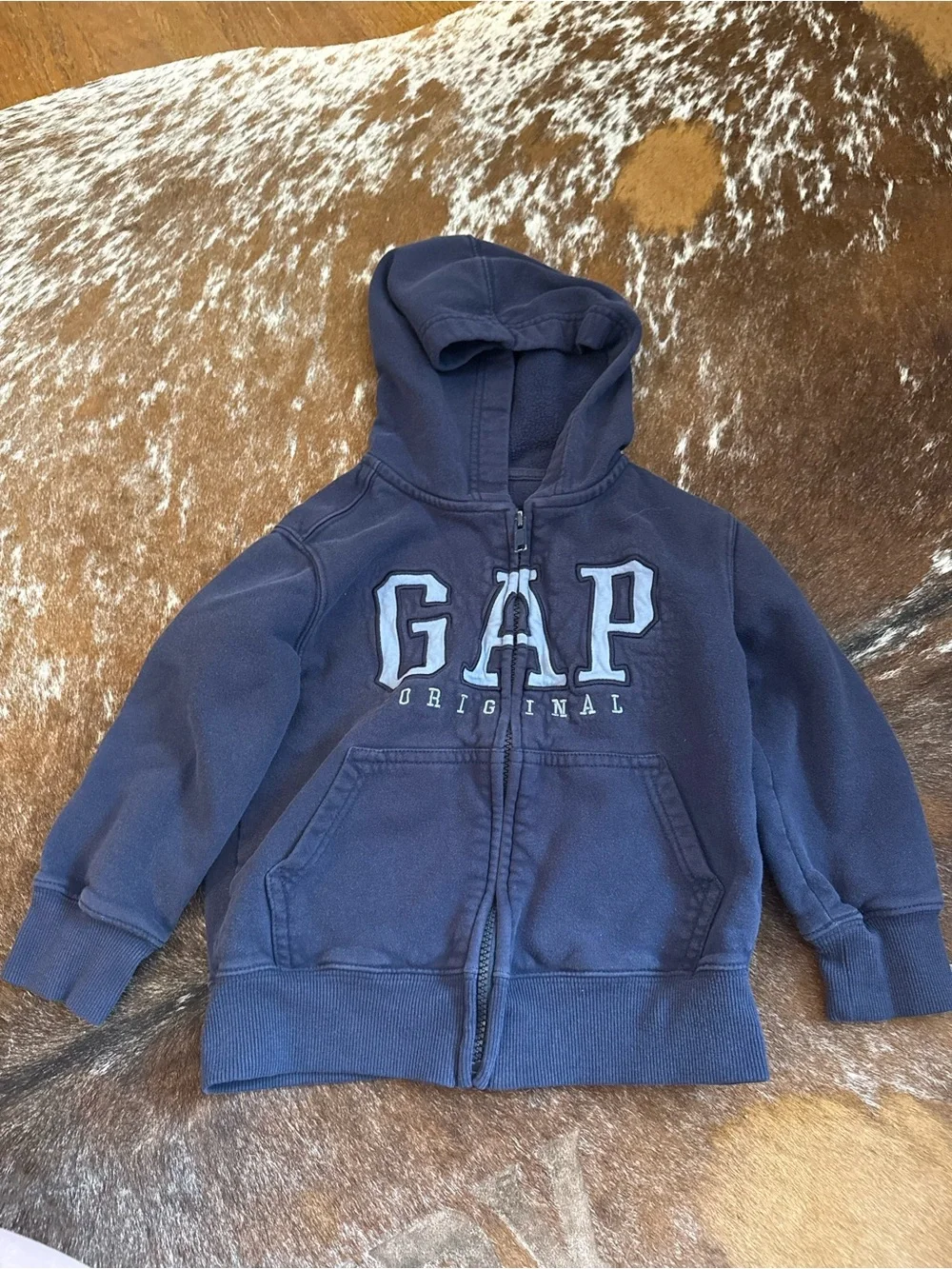 GAP Kids Navy Full-Zip Hooded Sweatshirt with Logo